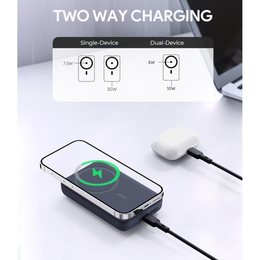 Jual AUKEY Wireless Powerbank Magsafe 10000mah PB-MS02-BU USB-C 30W PD ...