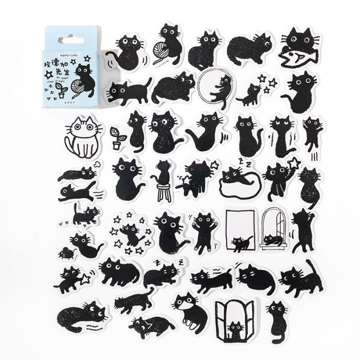 Jual Sticker Kucing BLACK CAT Isi 46 Lembar Deco Stiker Lucu Journal ...