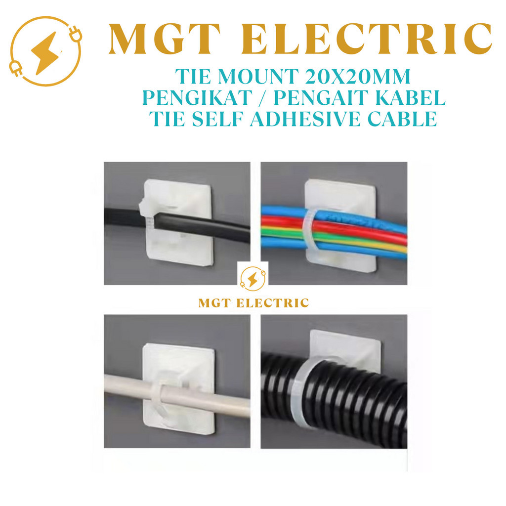 Jual Tie Mount 20x20mm Pengikat / Pengait Kabel Tie Self Adhesive Cable ...