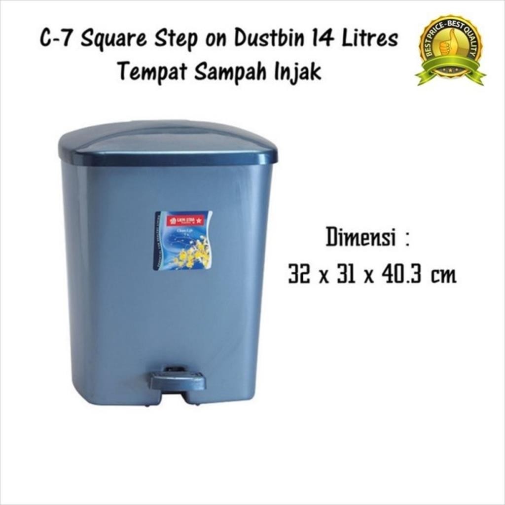 Jual LION STAR C-7 SQUARE STEP ON DUSTBIN 14L DUST BIN PEDAL PLASTIK ...