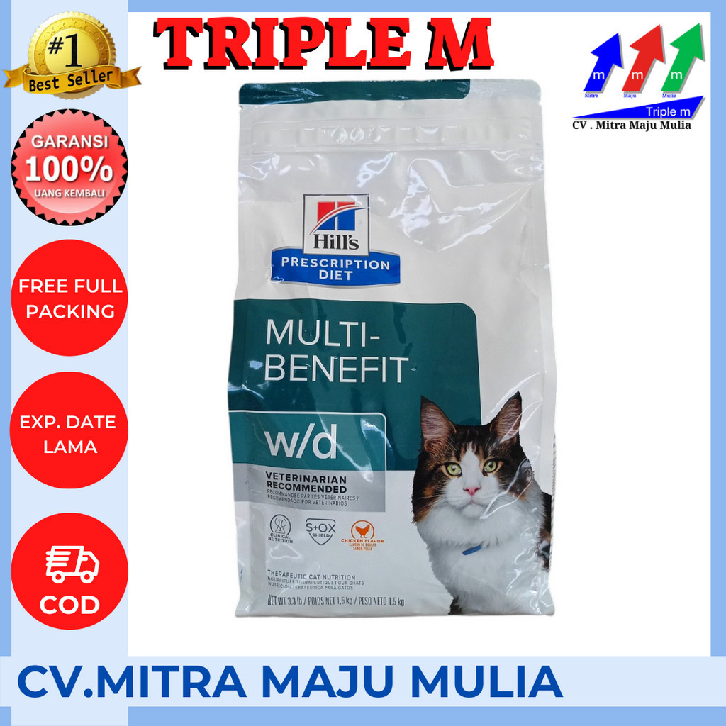 Jual MAKANAN KUCING KERING Hills Prescription Diet Multibenefit 1.5 kg Cat Food W/D With