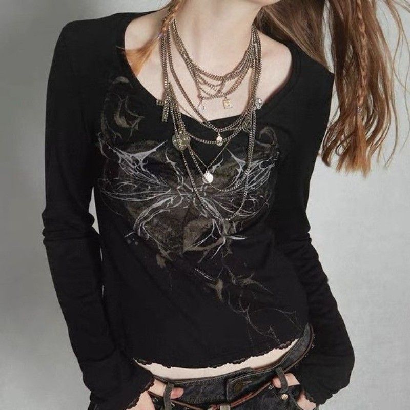 Jual Modern Retro Subculture Gothic Harajuku Long Sleeve T-Shirts for ...