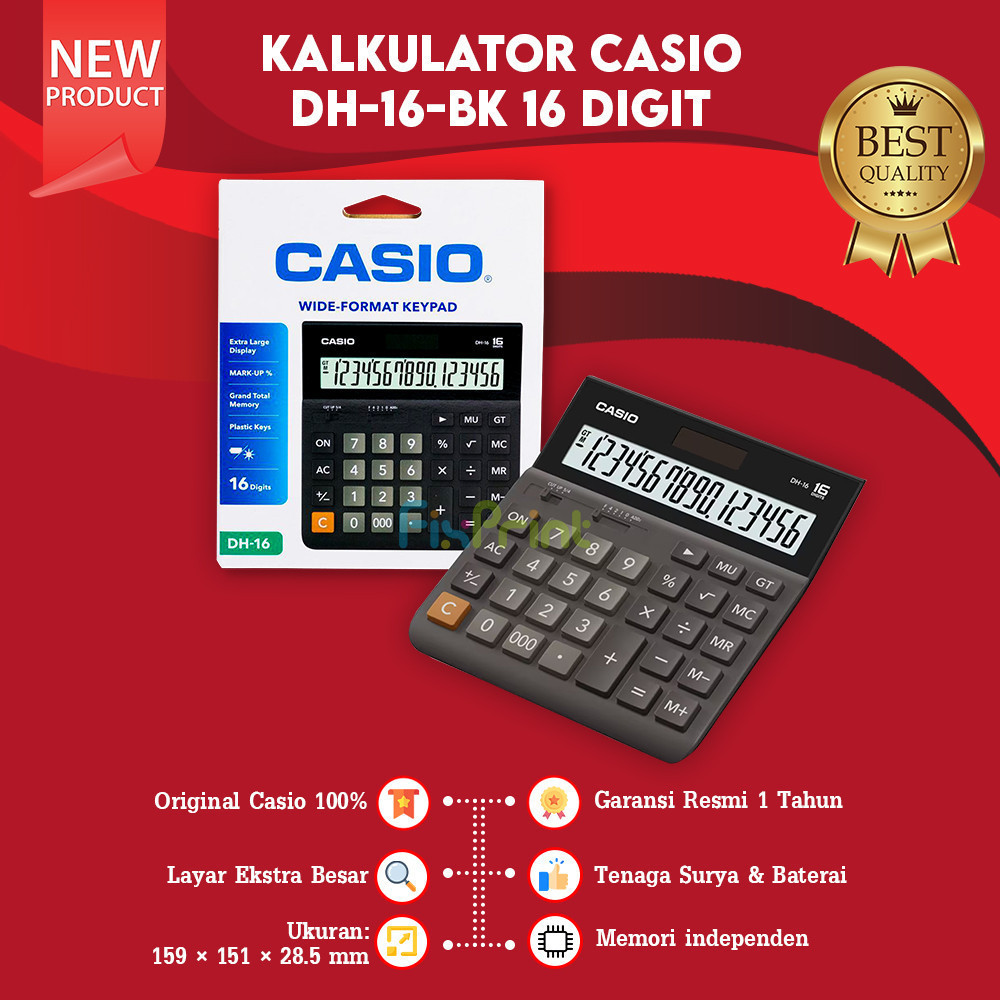 Jual Kalkulator Dh 16 Casio 16 Digit Calculator Desktop Dh 16 Bk 16