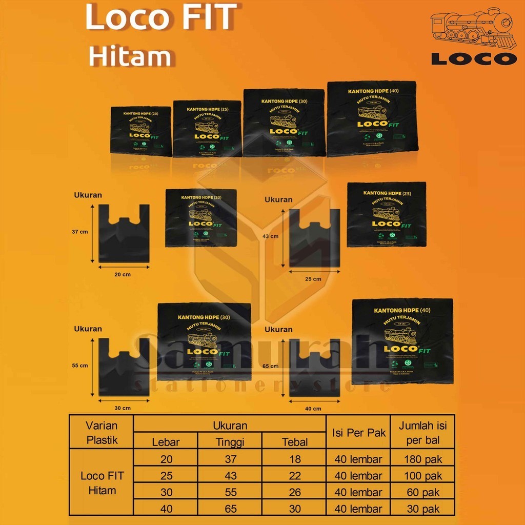 Jual Plastik HD Loco FIT Hitam lebar 30 / Kantong Kresek HDPE 30 x 55 ...