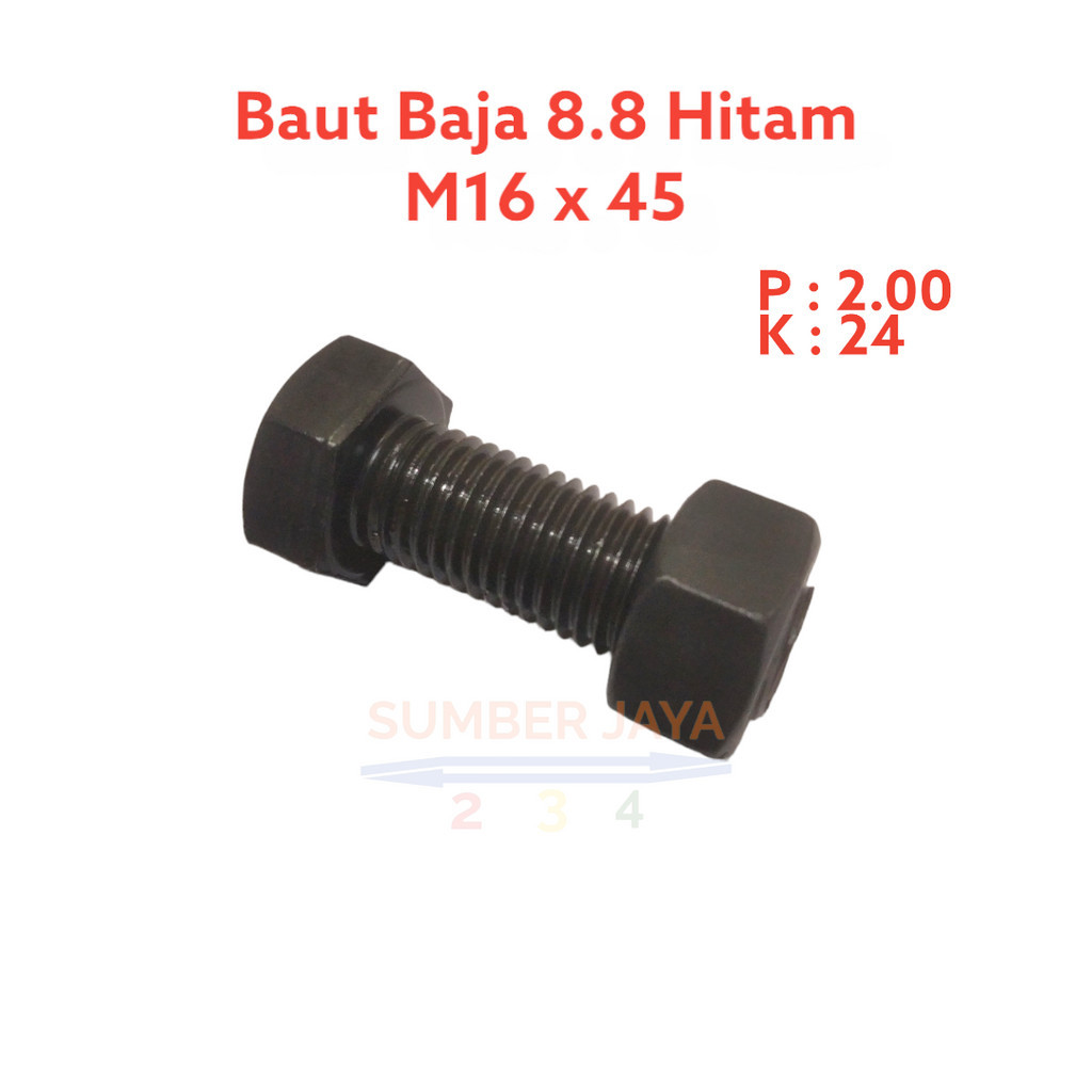 Jual M X Baut Baja Hitam Baut Mur Baja X Mm Full Drat Shopee Indonesia