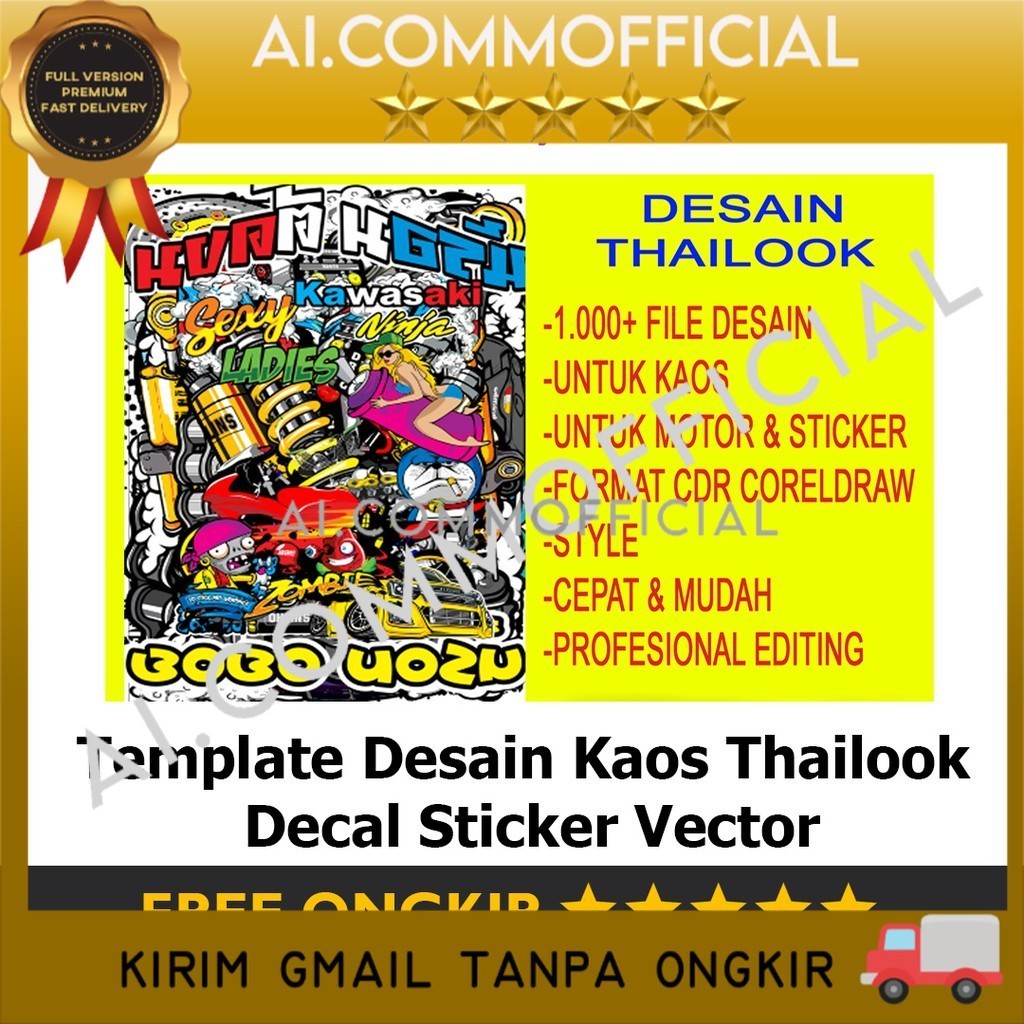 Jual Terlaris Paket Template Desain Kaos Thailook Decal Sticker Vector