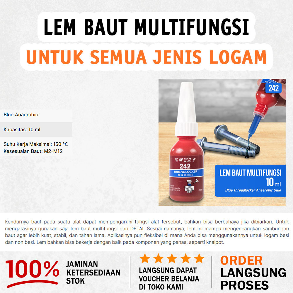 Jual Cairan Liquid Threadlocker Blue Anaerobic Adhesive Sealant Super