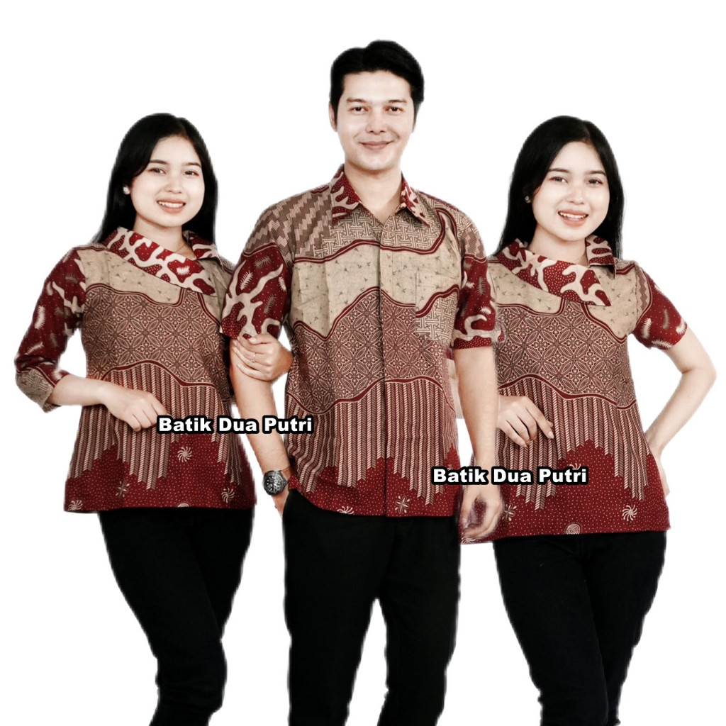 Jual Atasan Blouse Batik Wanita Modern Couple Pasangan Batik Berkerah ...