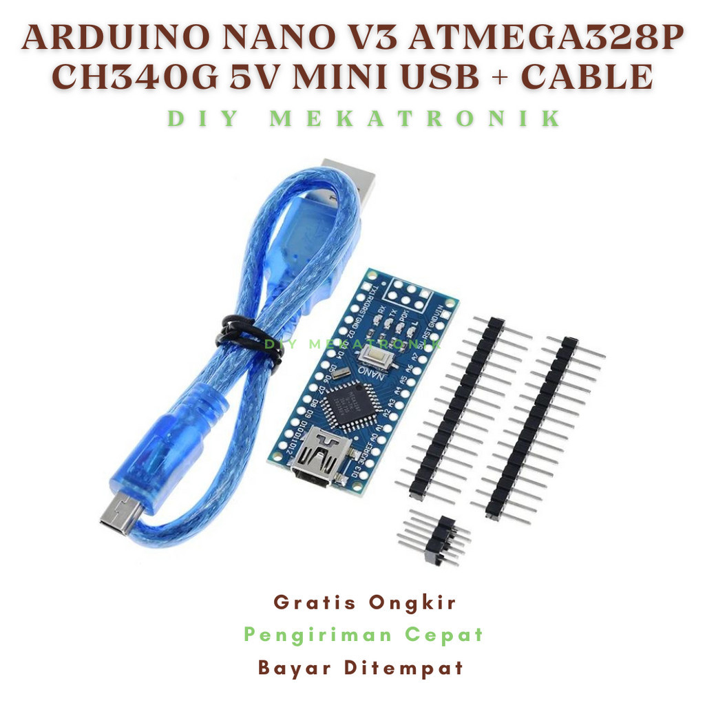 Jual Arduino Nano V3 Atmega328p Ch340 5v Board + Kabel USB | Shopee ...