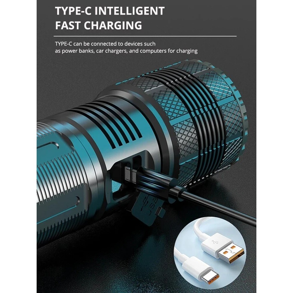 Jual Senter Laser putih LED 9500M, Senter USB C daya tinggi 3000W dapat ...