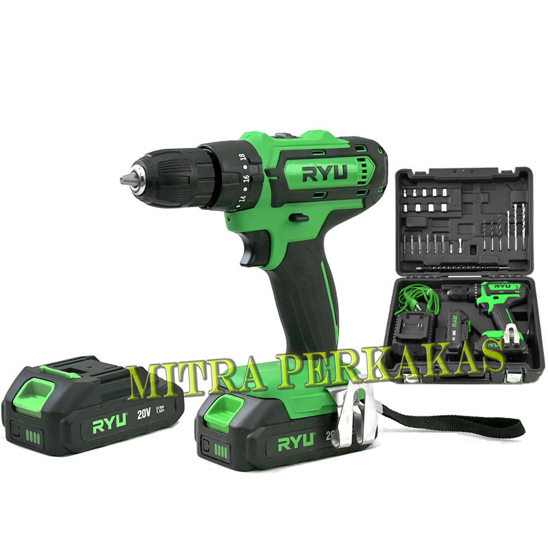 Jual Mesin Bor Baterai Tangan Cordless Drill Set Ryu Battery Impact ...