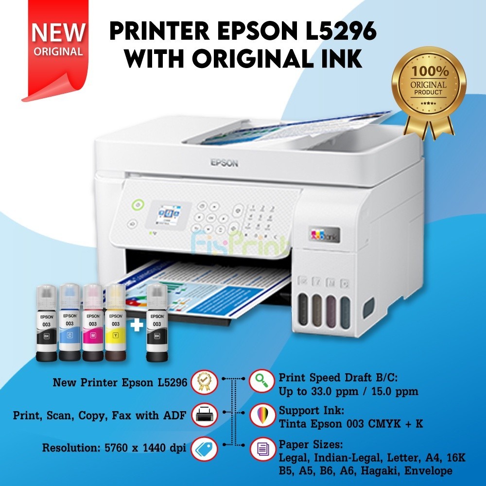 Jual Printer Epson L5290 L5296 Pengganti L5290 Print Copy Scan F4 Fax Adf Wifi All In One 0854