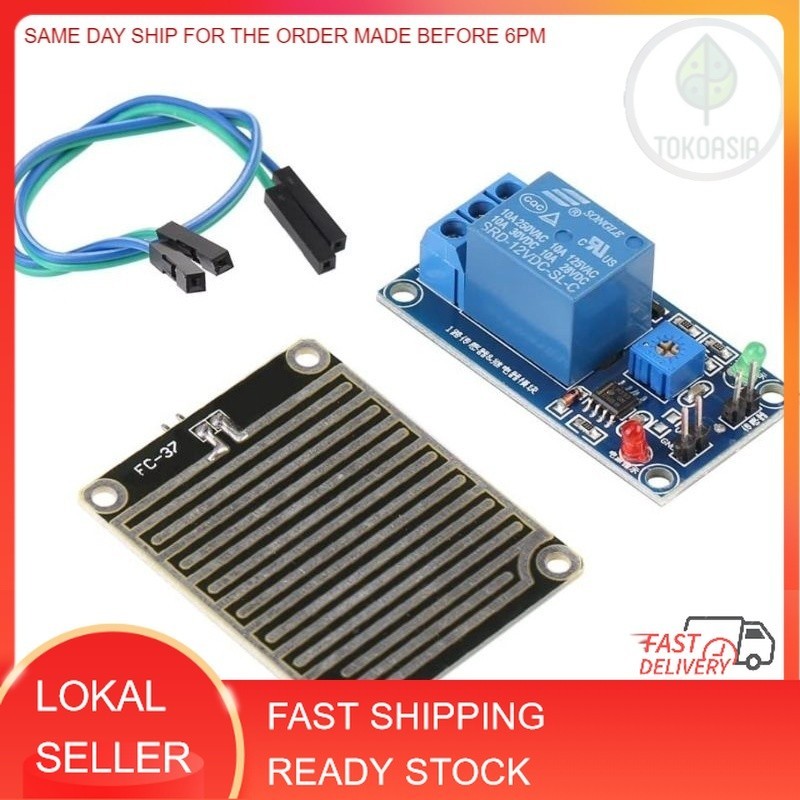 Jual Raindrops Sensor, 12V Rain Dectection Module Adjustable Rain ...