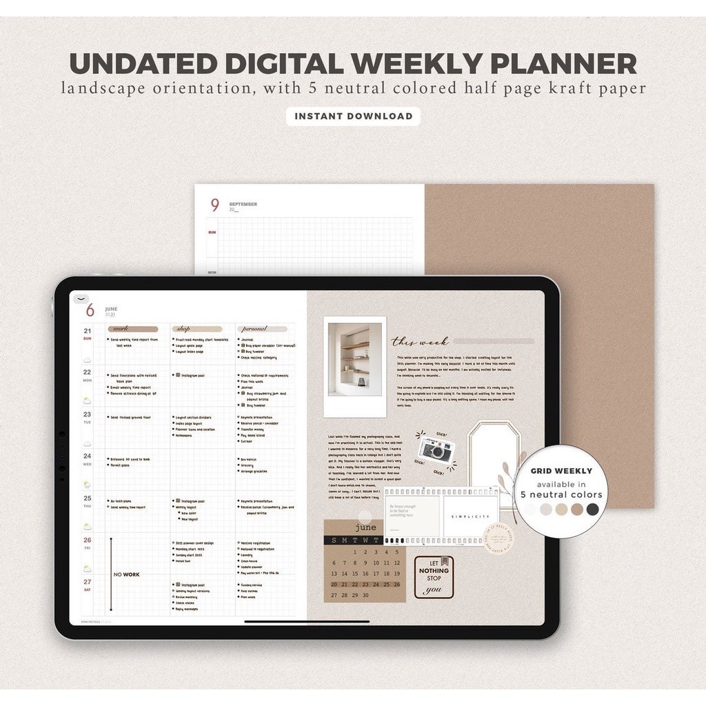 Jual Digital Journal & Planner - Hobonichi LookALike Weekly Landscape ...