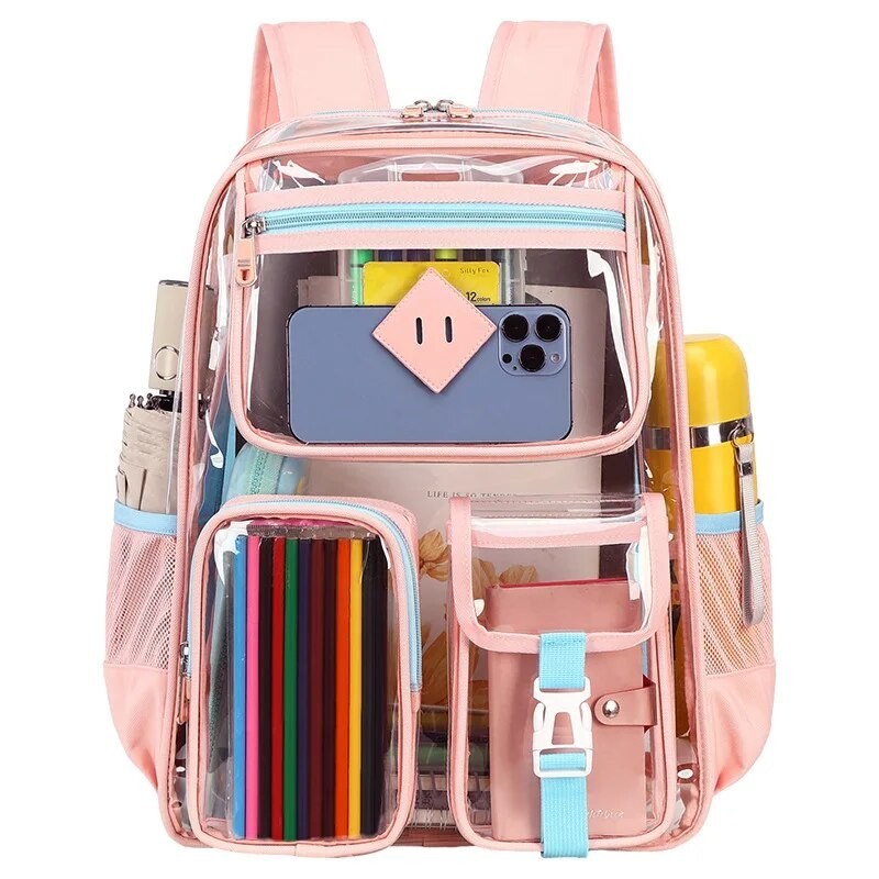 Jual 2024 best-selling transparent backpack for boys girls Large
