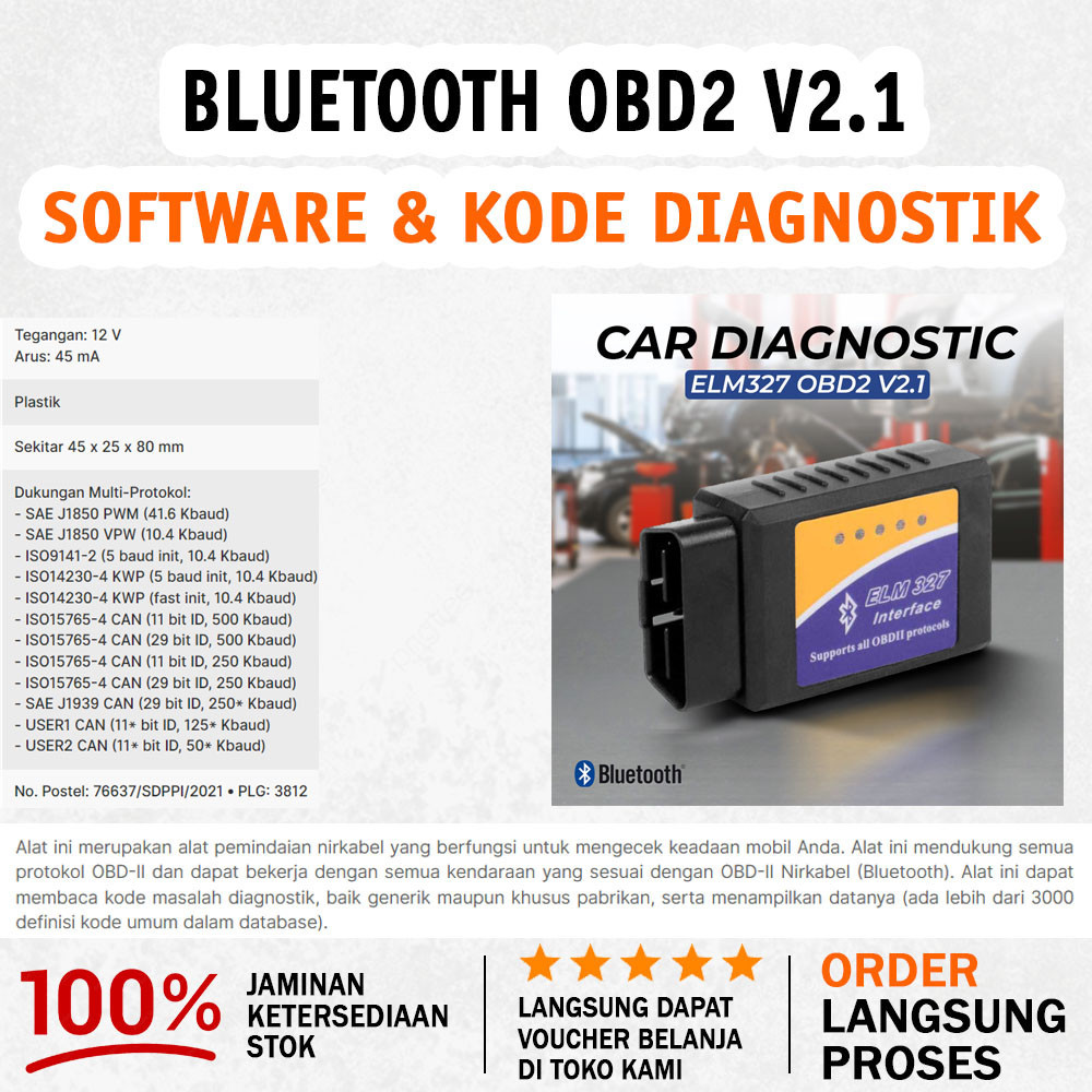 Jual Diagnostic Mobil ELM327 Bluetooth OBD2 V2 1 Test Tool Black