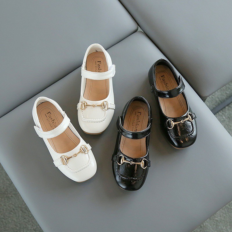 Jual Sepatu Datar Kulit Bayi Perempuan Warna Polos Sepatu Anak Gesper ...