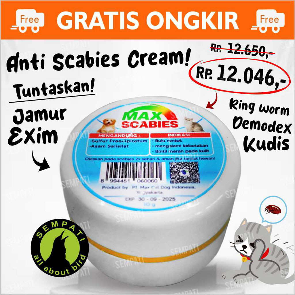 Jual Max Scabies Salep Obat Infeksi Kulit Kucing Anjing Cat Kitten