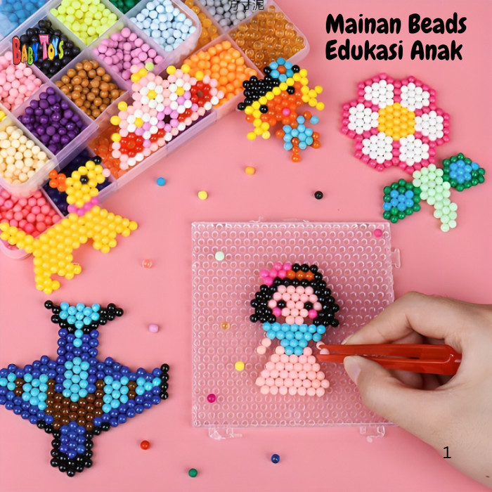 Jual BabyToys Mainan Anak Manik Manik Beads DIY 3D Bead Kerajinan
