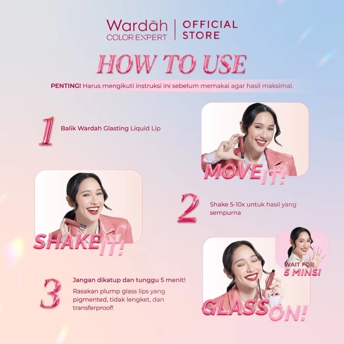 Wardah Glasting Liquid Lip: Liptint Ringan, Hi-Pigmented dan Transferproof, Tidak Lengket