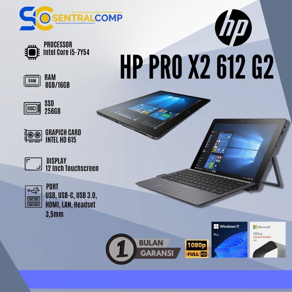 Jual Laptop HP Pro X2 612 G2 Intel i5 Gen7 Ram 8GB 128/256GB SSD Touch Shopee Indonesia