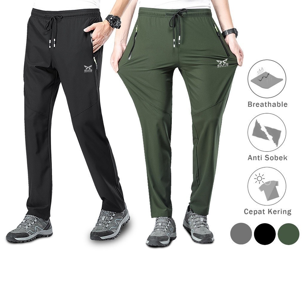 Jual Elfs Fits Running Pants Celana Panjang Ringan Lari Jogging Marathon Shopee Indonesia