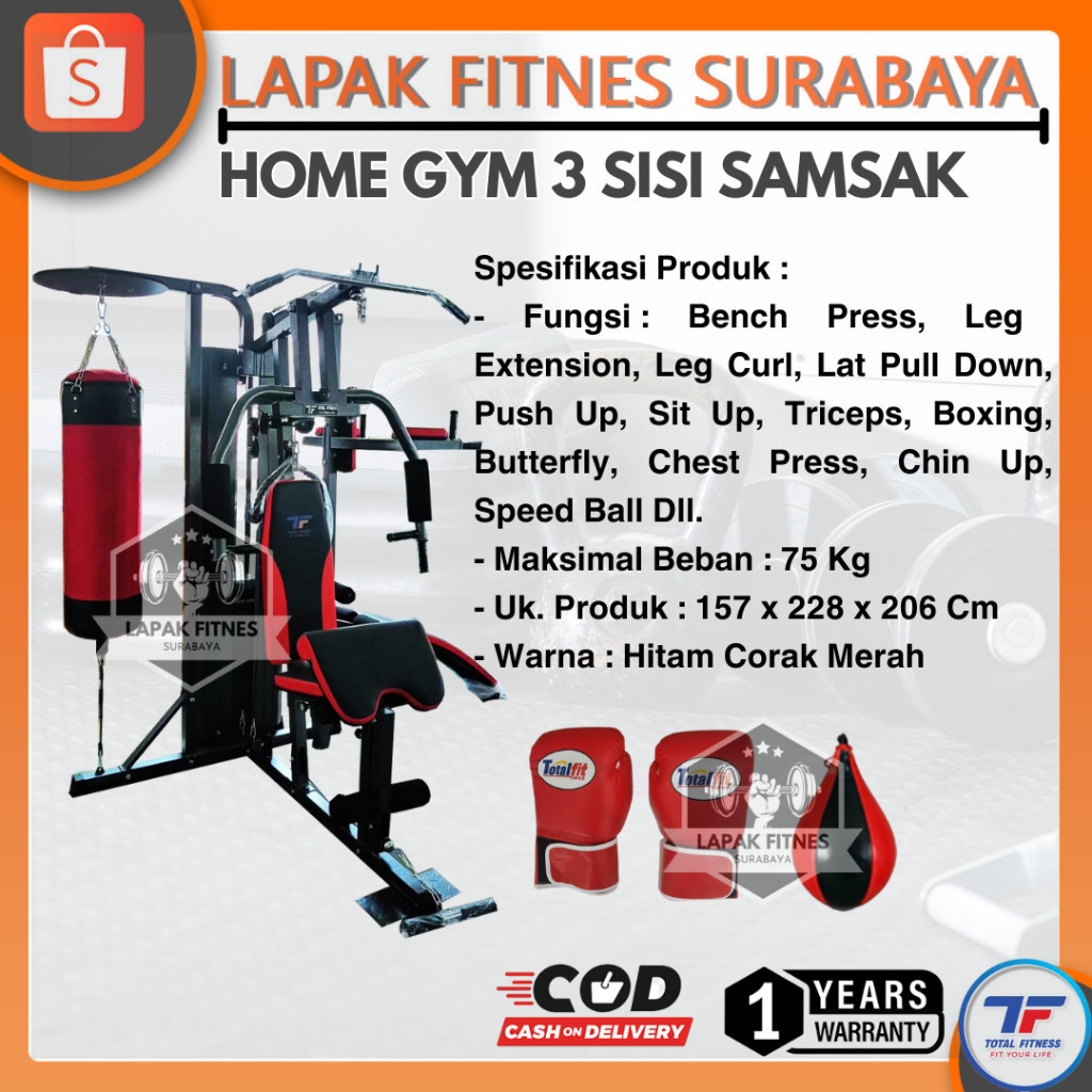 Jual Alat Olahraga Fitness Home Gym 3 Sisi Samsak Tl 077 Homegym