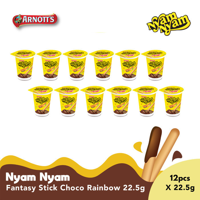 Jual Glk Nyam Nyam Fantasy Stick Choco Rainbow Pack 12 Pcs Shopee