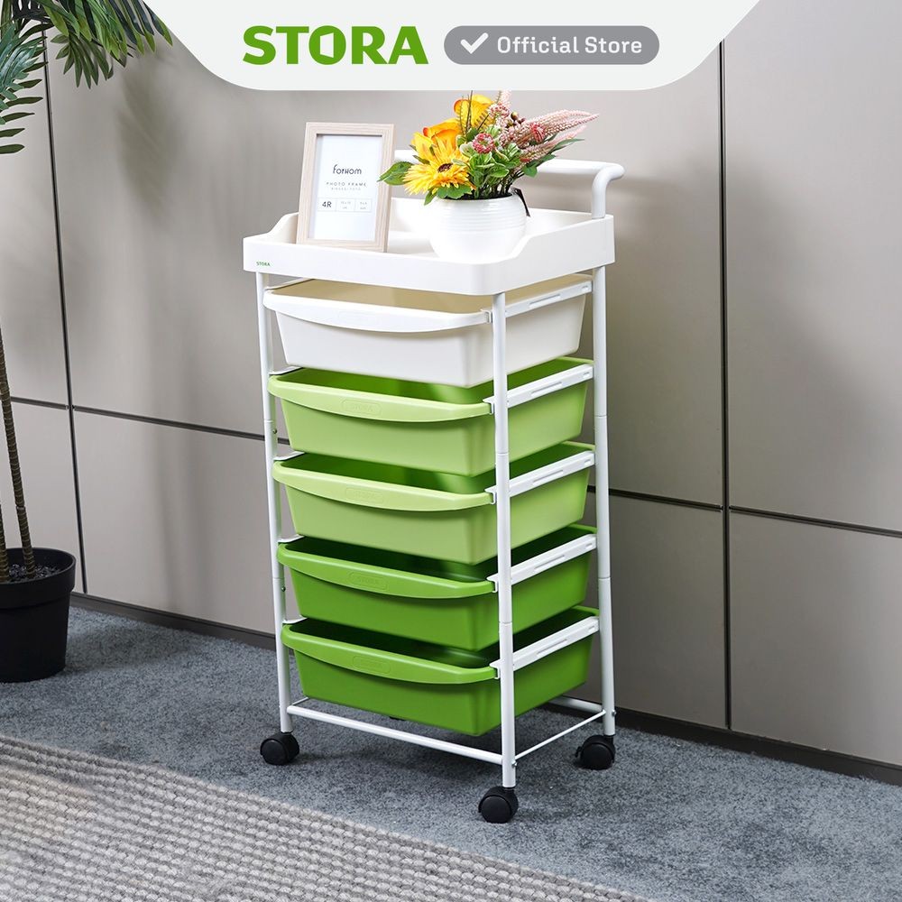 Jual Stora Rak Troli 5 Tingkat Dengan Handle Frame Metal - Hijau tempat ...