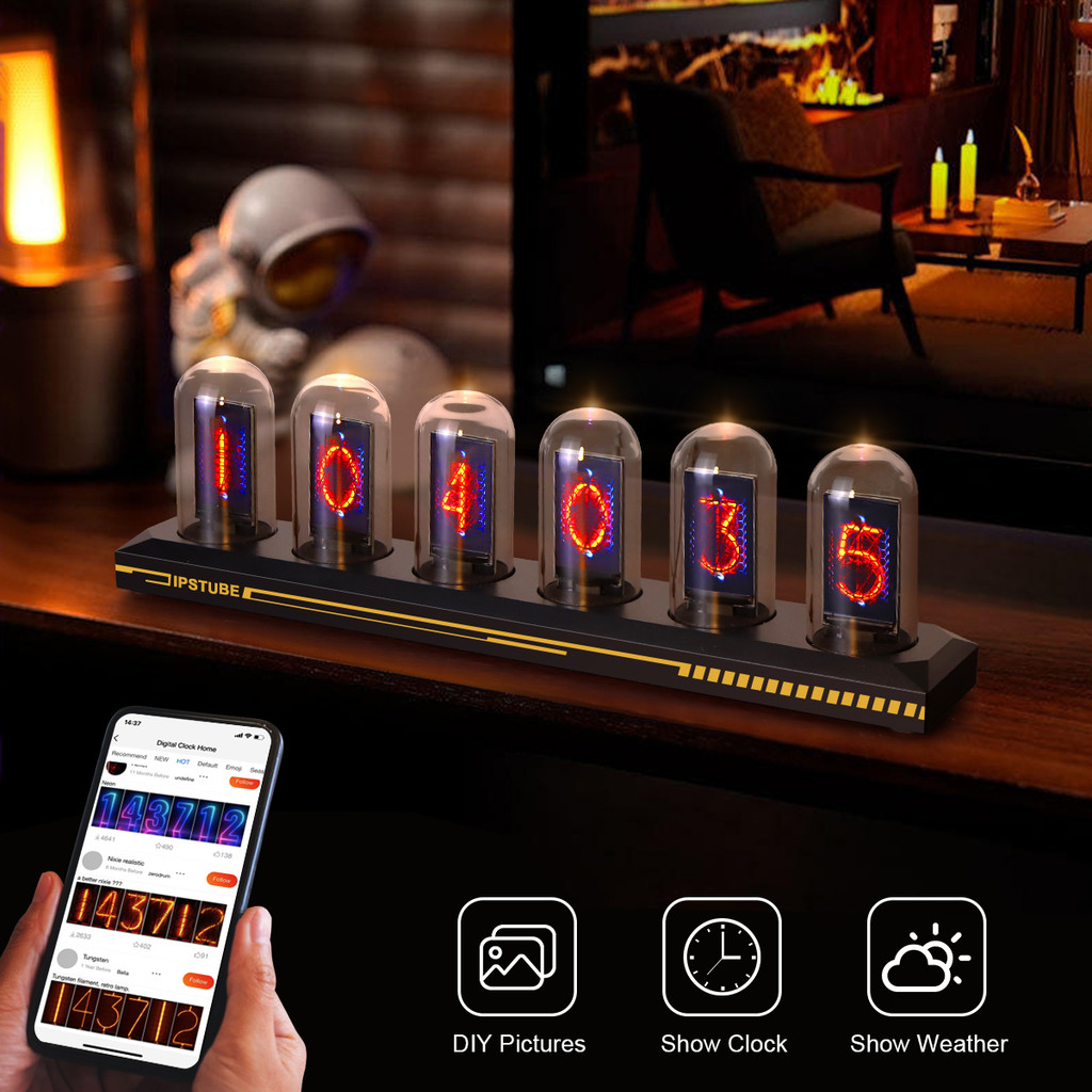 Jual Nixie Tube Clock LED Glow Night Light IPS RGB Color App Control ...