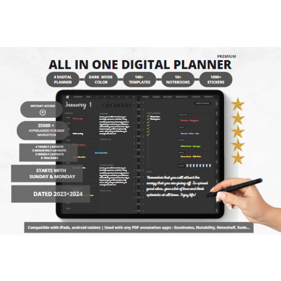 Jual ALL in ONE DARK MODE DIGITAL PLANNER | Shopee Indonesia