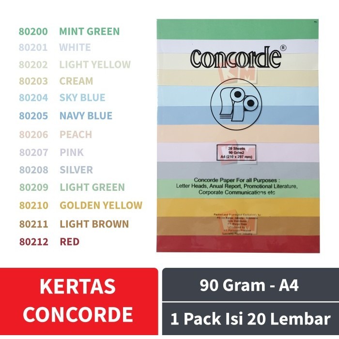 Jual Kertas Concorde Paper Laid A4 90 Gr M2 Gram Isi 20 Lembar Shopee