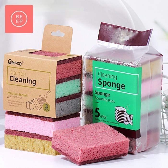 Jual 1 pack spons busa sabut cuci piring berwarna magic wipe scouring ...