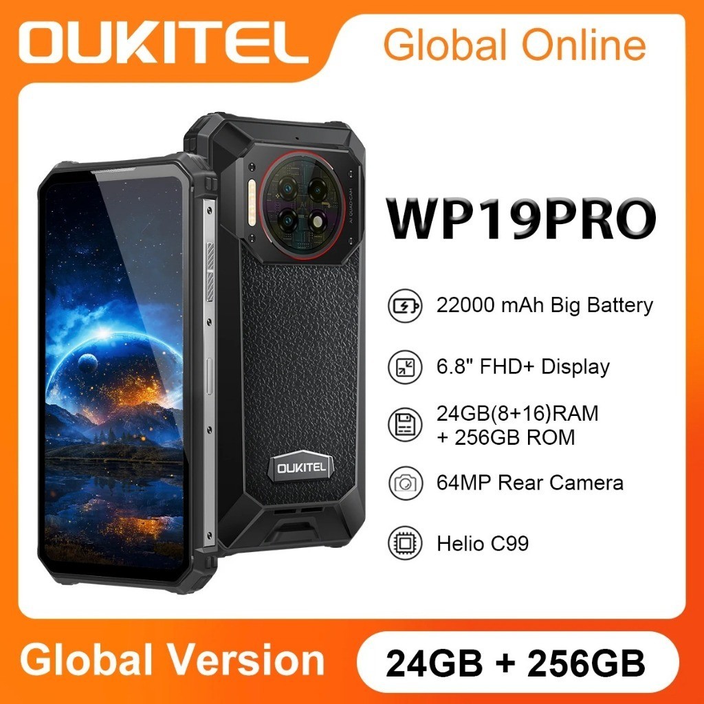 Jual Oukitel WP19 Pro Rugged Phone 22000mAh 24GB 256GB Smartphone Helio ...