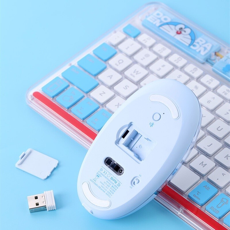 Jual Doraemon Comic Books Mouse Transparent Wireless Mouse 2.4GHz ...