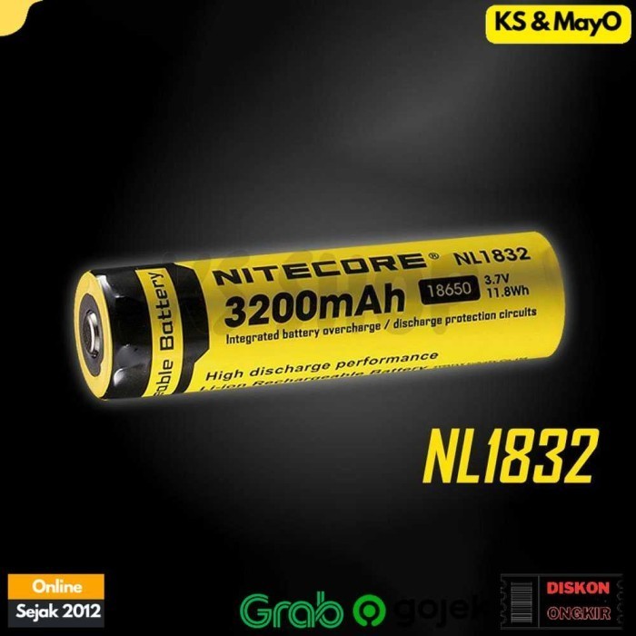 Jual Baterai Li-ion 3200 mAh 3.7V NITECORE 18650 - NL1832 | Shopee ...