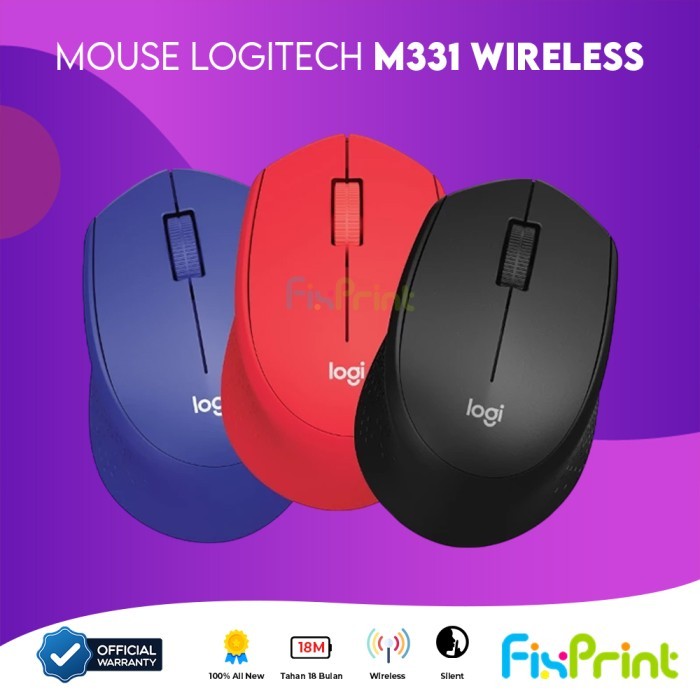 Jual Fixprint Mouse Wireless Logitech M331 Black Red Blue Silent Plus ...