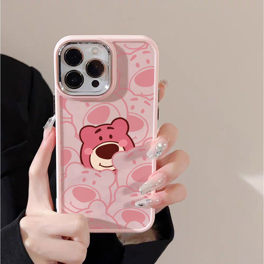Jual 【TPU Putih Pink Hitam】Lucucase Cute Phone Case Strawberry