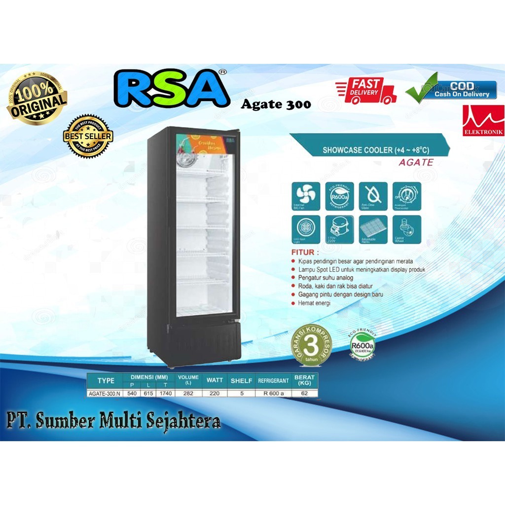 Jual SHOWCASE RSA AGATE 300 KULKAS MINUMAN 5 RAK | Shopee Indonesia