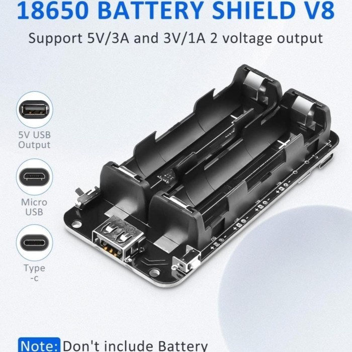 Jual 18650 Battery Holder Case 2-Channel Micro USB Interface Battery ...