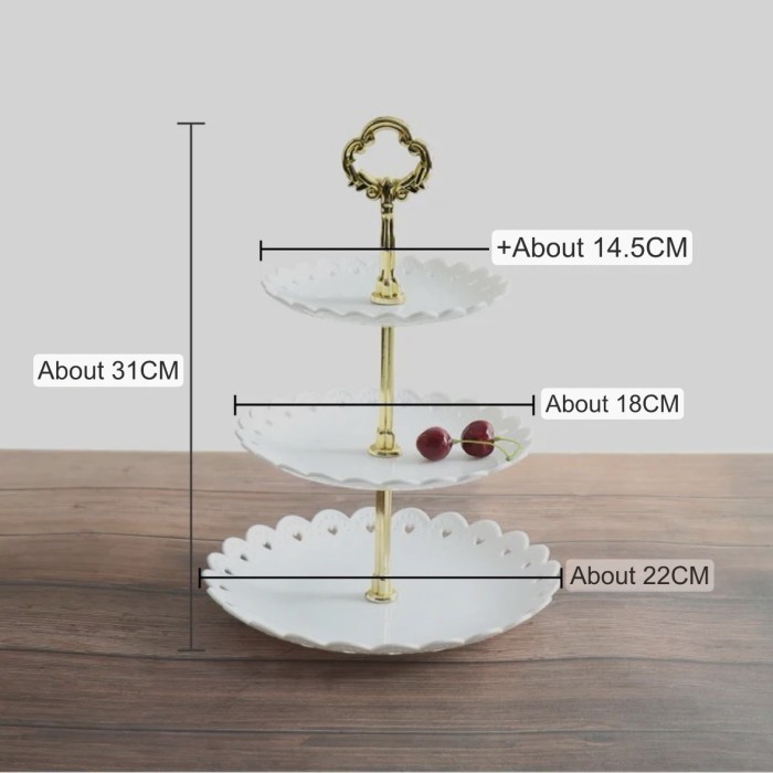 Jual Rak display kue susun 3 piring tingkat Dessert rack Cake tier ...