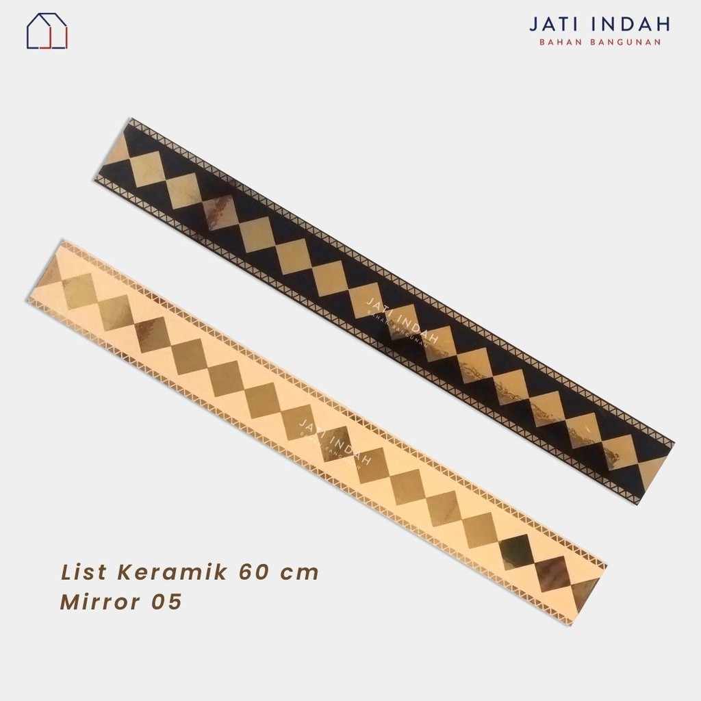 Jual List Keramik 60 cm Glossy Mirror 05 Black-Gold / Lis Plint Plin ...
