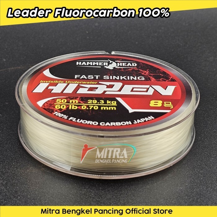 Jual Senar Pancing Leader Fluorocarbon Hammer Head Hidden Japan 50M ...