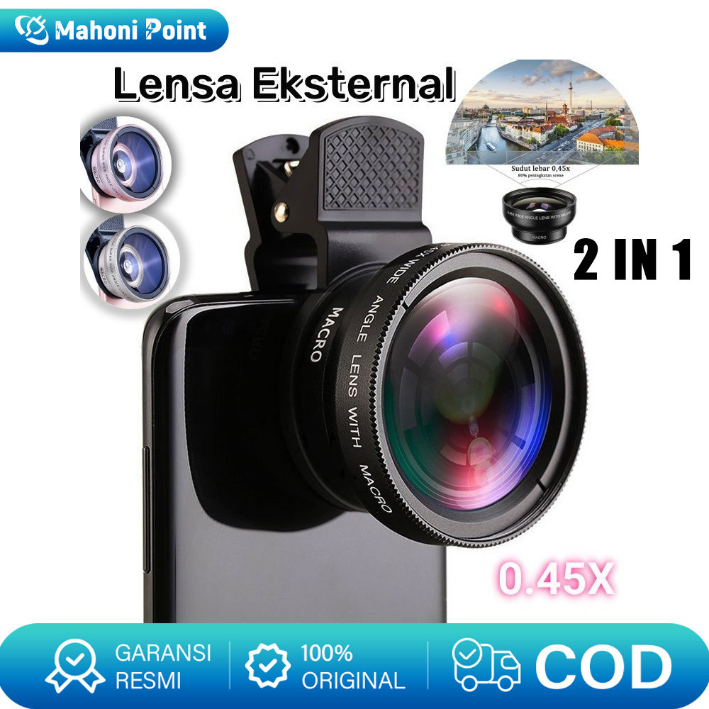 Jual 2 In 1 Lensa Kamera Eksternal Hd Macro 37mm 49uv 0.45x Super Wide ...