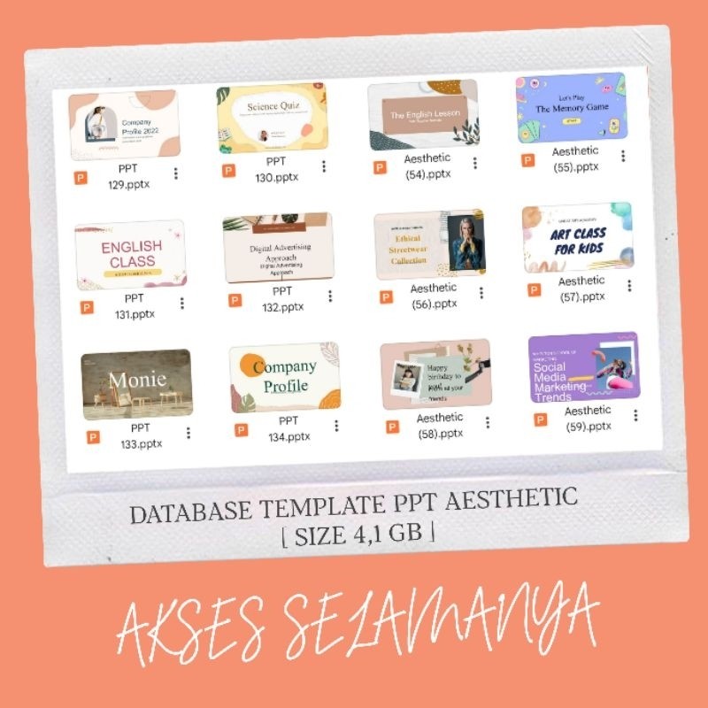 Jual DATABASE Template PPT Aesthetic Size 4,1 GB Akses Lifetime Full ...