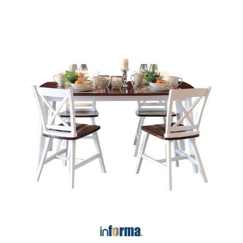 Jual Informa Yelets Set Meja Makan 4 Kursi - Putih/Cokelat Dining Table ...
