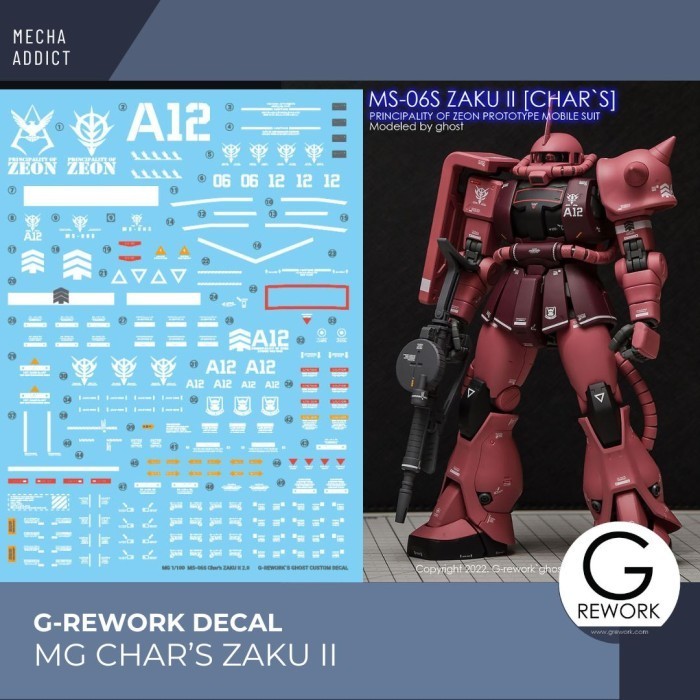 Jual Water Slide Decal MG Zaku II Ver 2.0 Char Aznable Use by G-rework ...