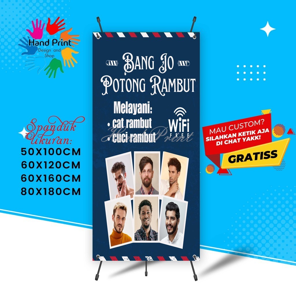 Jual Cetak Spanduk Banner Pangkas Rambut Barbershop Haircut Salon Mmt Spanduk Custom 60x160 