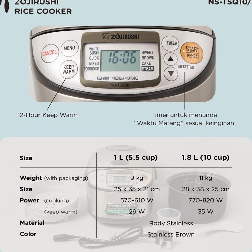 Jual Zojirushi NsTsq18 Xj Rice Cooker Digital Fuzzy Logic Stainless