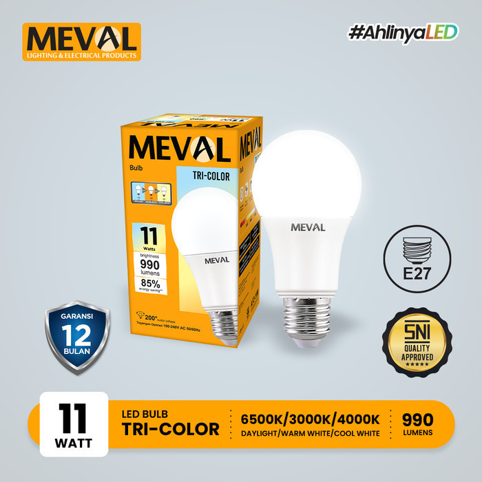 Jual MEVAL Lampu LED Bulb Tri Color | Shopee Indonesia